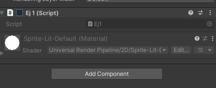 Componente del script en el inspector, con la casilla para activarlo o desactivarlo